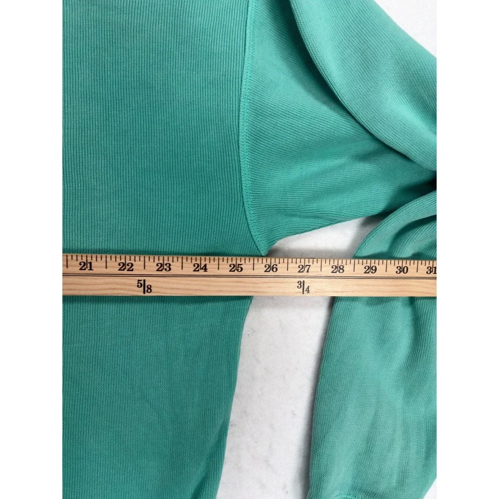 Tommy Bahama Relax Mens Quarter Zip Pullover Sweater Teal Green Ribbed Cotton M